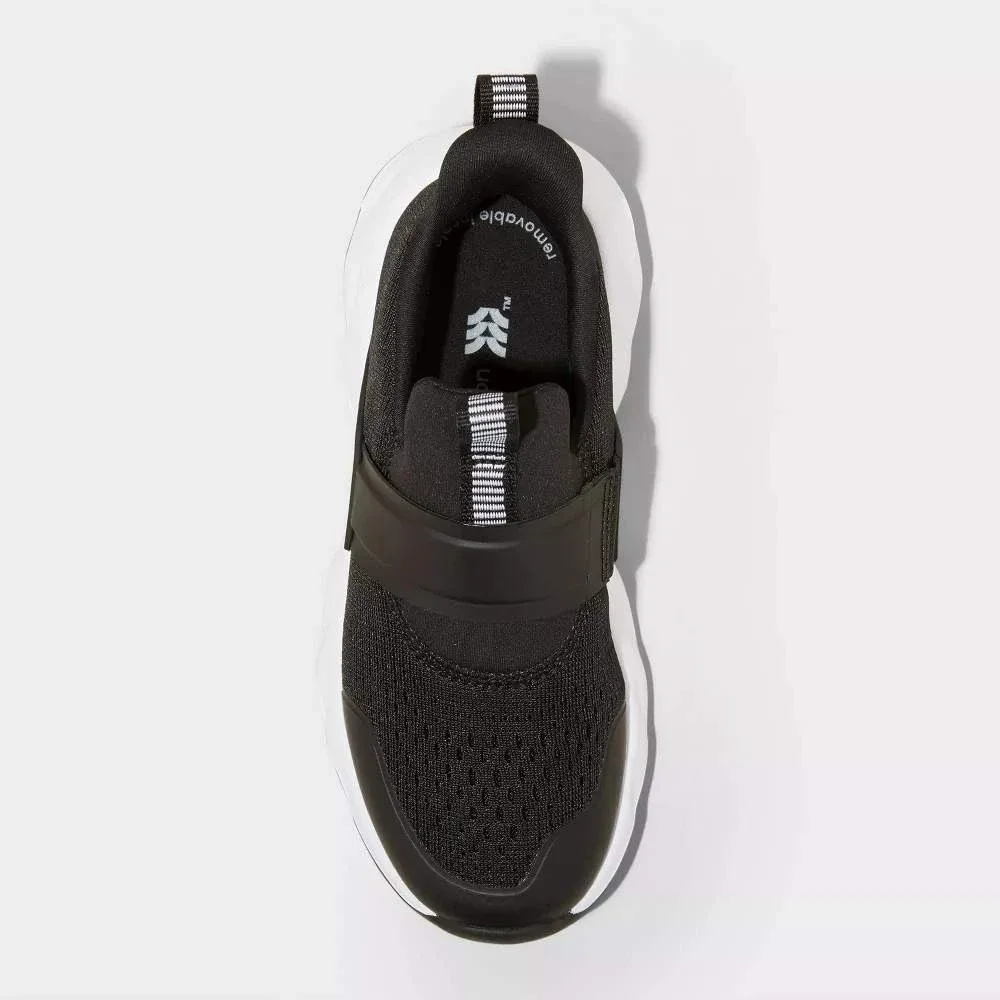 All in Motion Kids Black Slip On Sneakers Lightweight Athletic Shoes Size 5